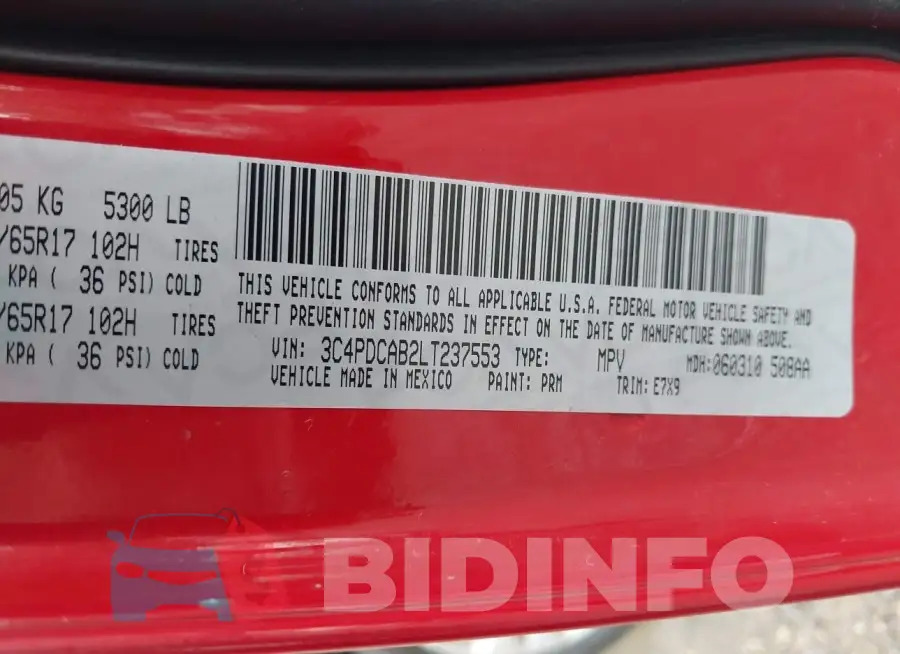 3C4PDCAB2LT237553 Photo# 9