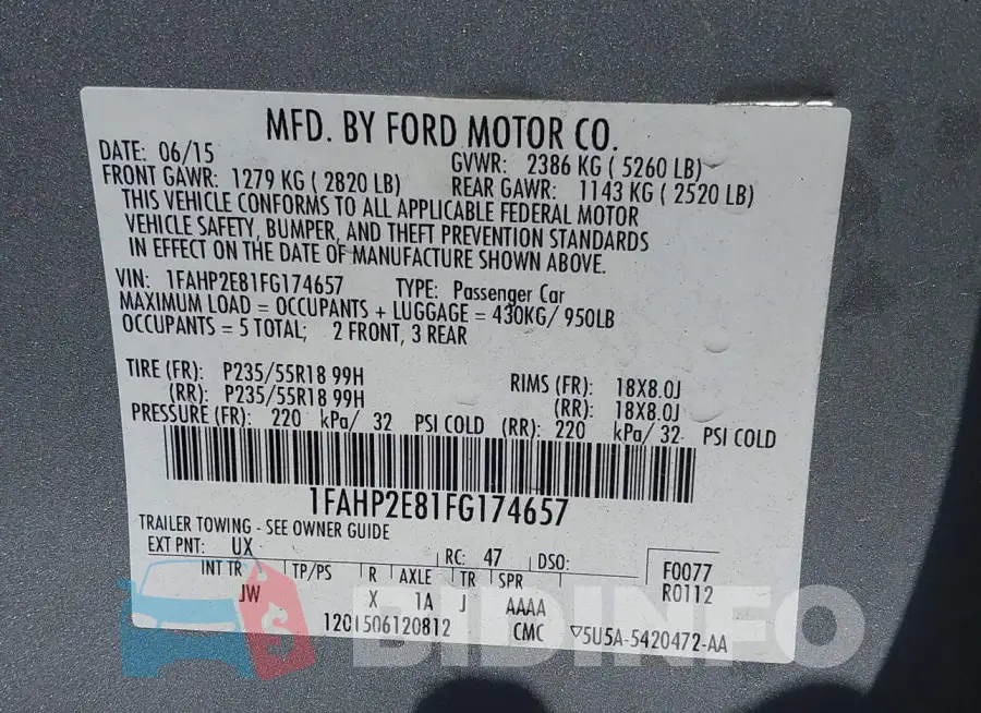 1FAHP2E81FG174657 Photo# 9