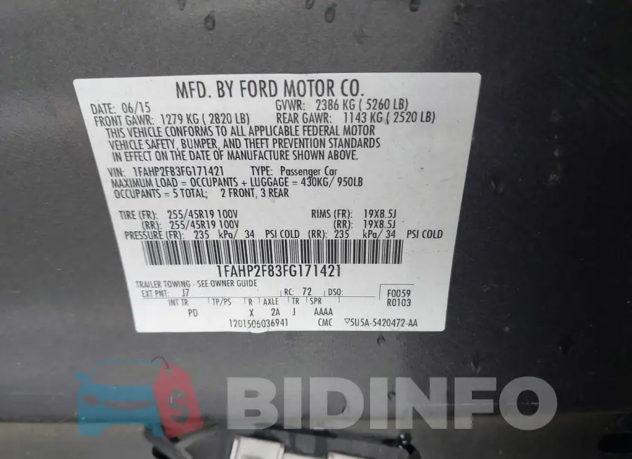 1FAHP2F83FG171421 Photo# 9