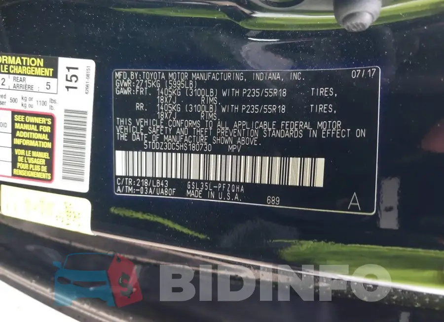 5TDDZ3DC5HS180730 Photo# 9