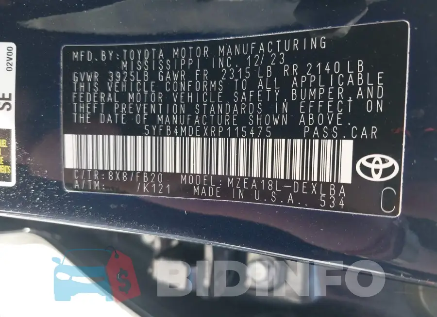5YFB4MDEXRP115475 Photo# 9
