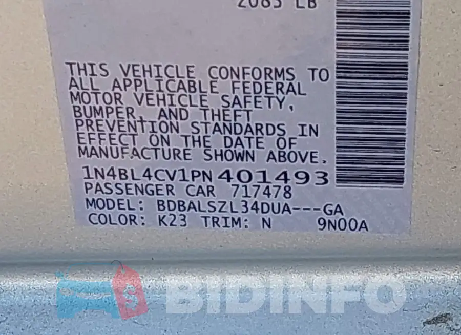 1N4BL4CV1PN401493 Photo# 9