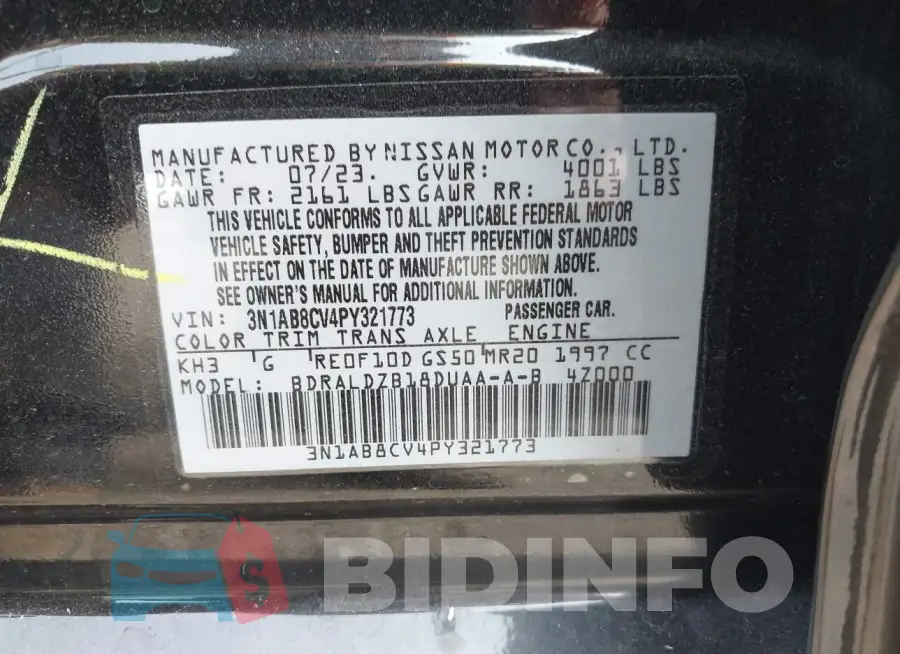 3N1AB8CV4PY321773 Photo# 9