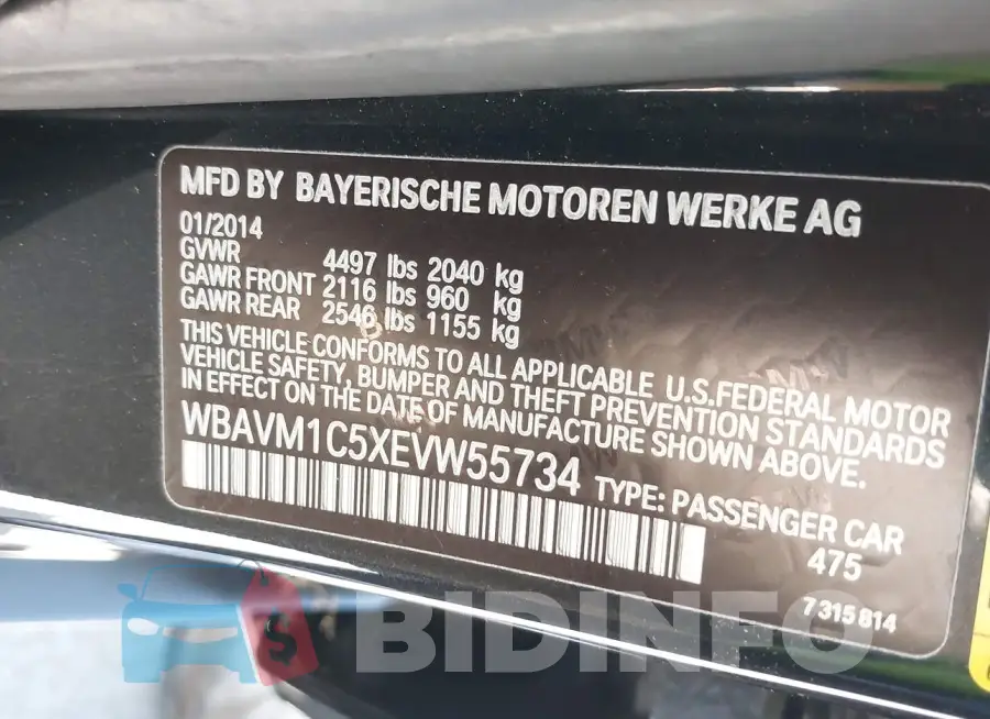 WBAVM1C5XEVW55734 Photo# 9