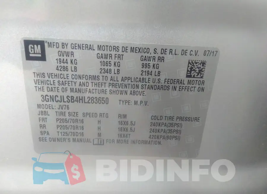 3GNCJLSB4HL283650 Photo# 9