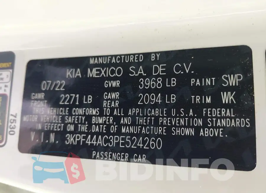 3KPF44AC3PE524260 Photo# 9