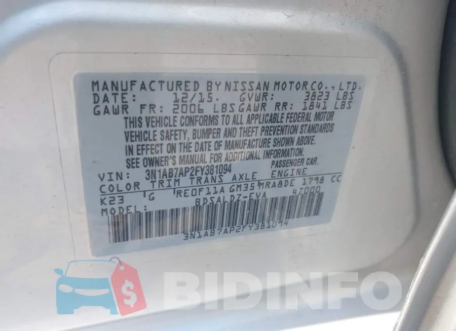 3N1AB7AP2FY381094 Photo# 9