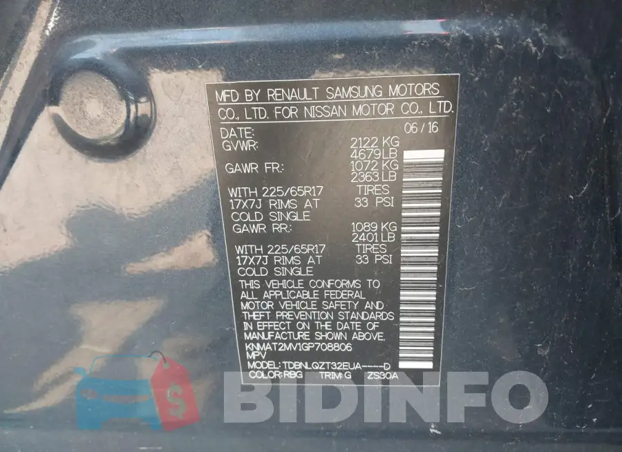 KNMAT2MV1GP708806 Photo# 9