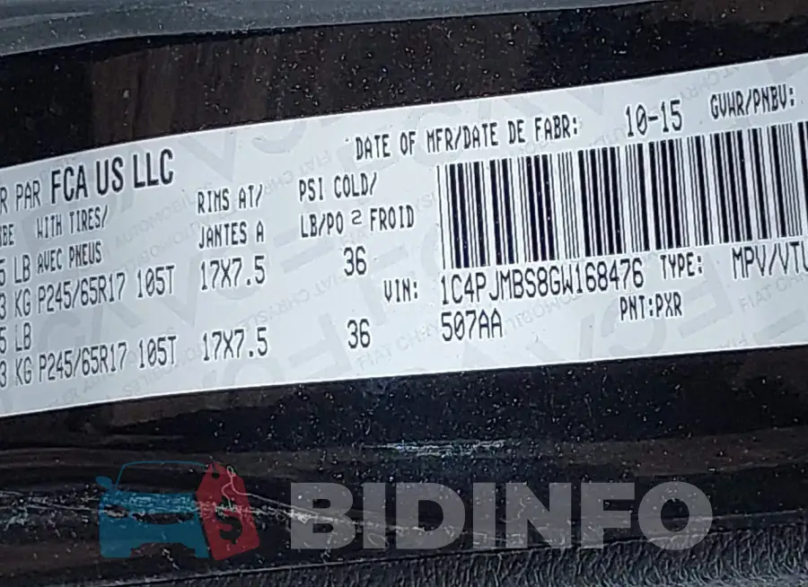 1C4PJMBS8GW168476 Photo# 9