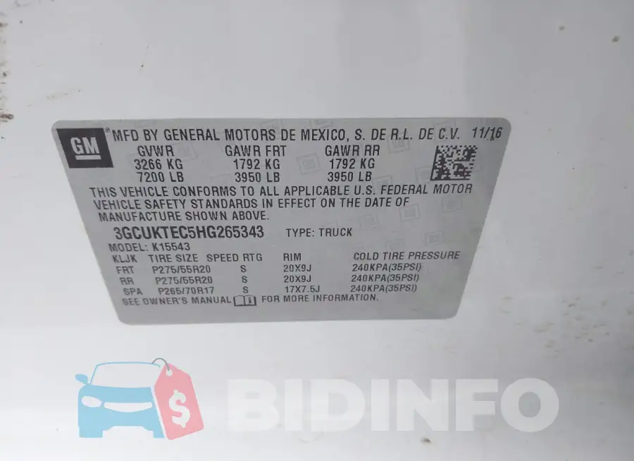 3GCUKTEC5HG265343 Photo# 9