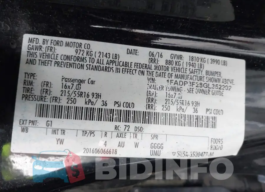 1FADP3F28GL352202 Photo# 9
