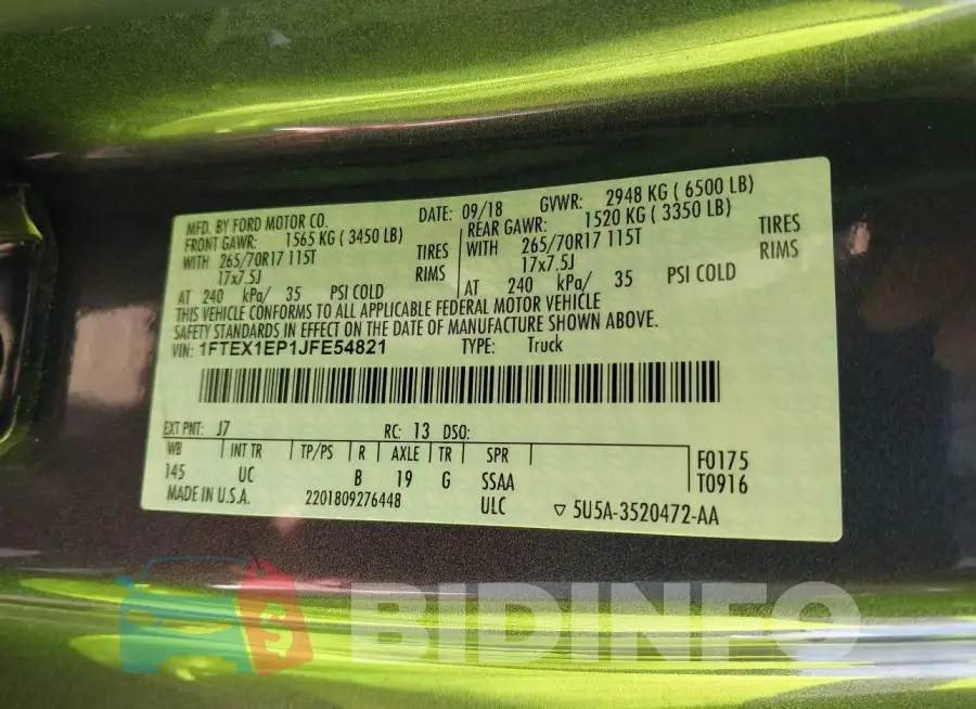1FTEX1EP1JFE54821 Photo# 9