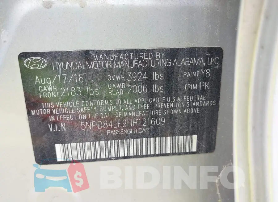 5NPD84LF9HH121609 Photo# 9