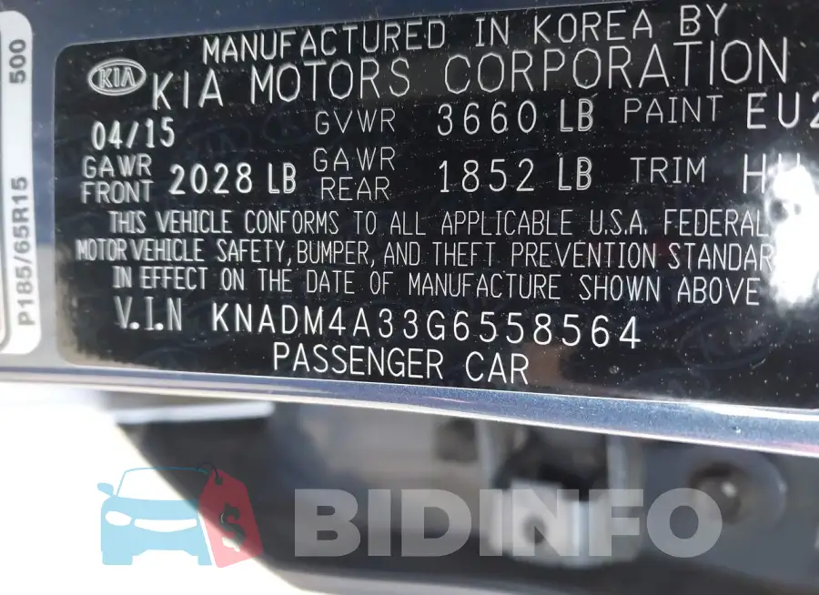 KNADM4A33G6558564 Photo# 9
