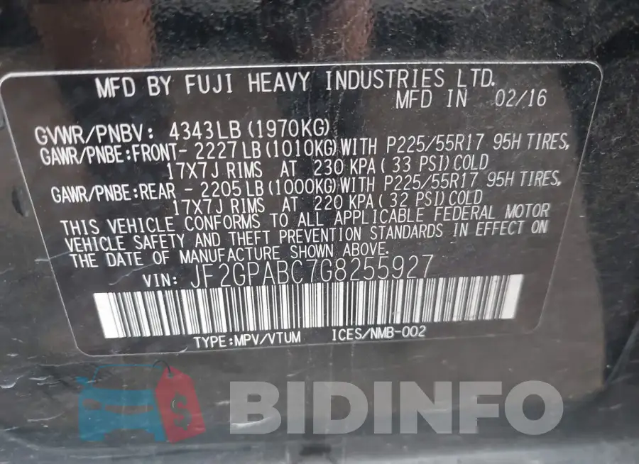 JF2GPABC7G8255927 Photo# 9