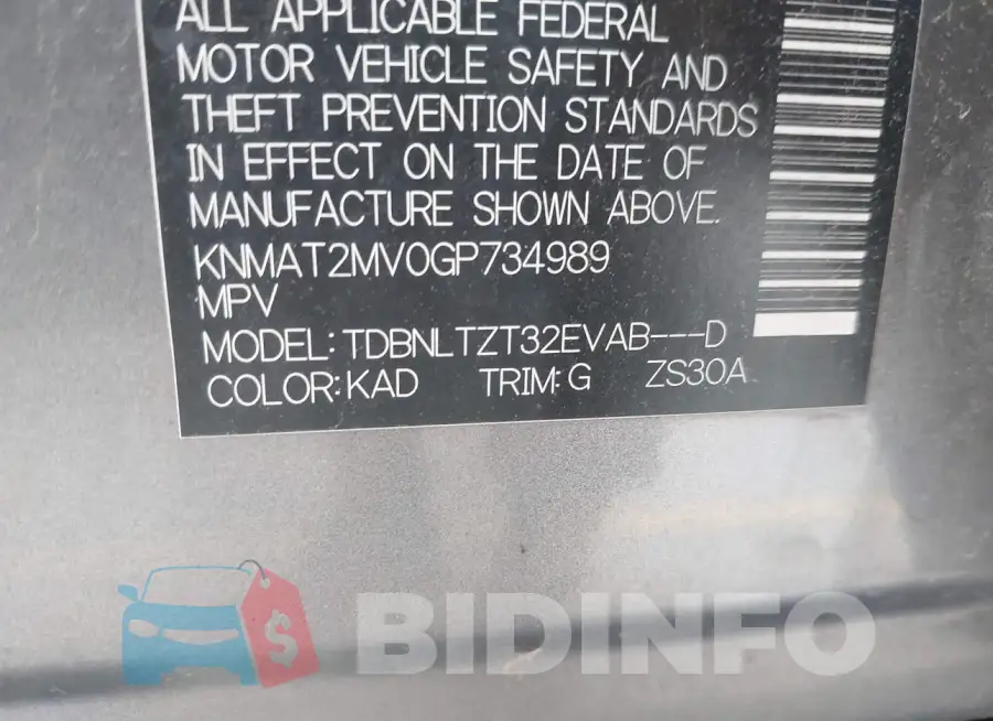 KNMAT2MV0GP734989 Photo# 9
