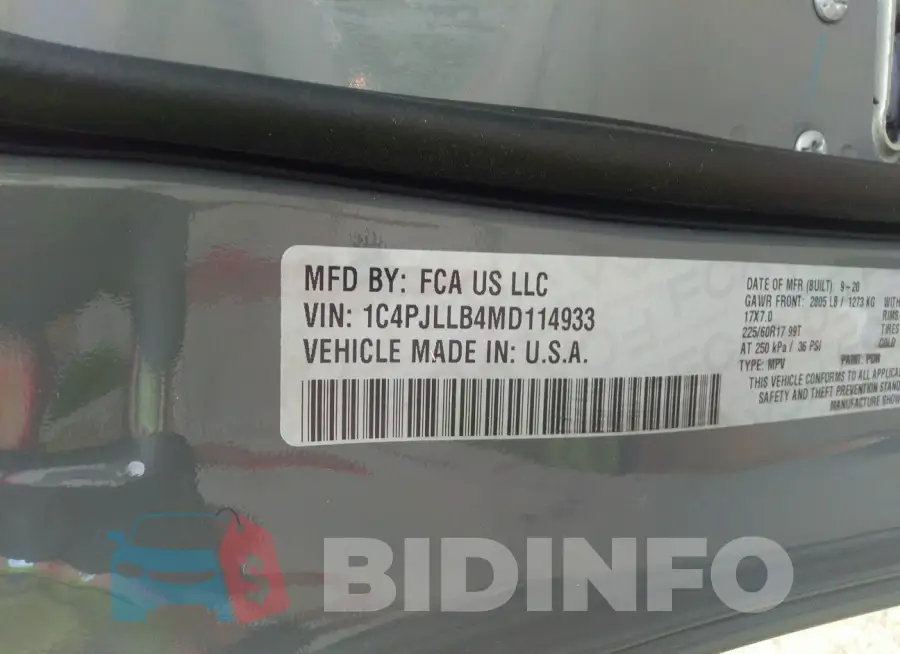 1C4PJLLB4MD114933 Photo# 9