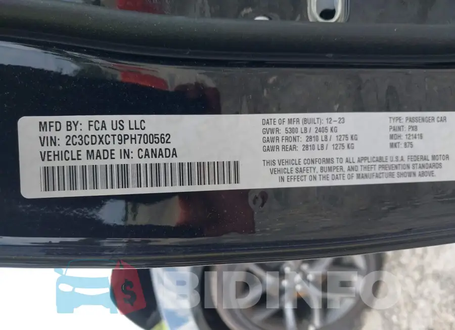 2C3CDXCT9PH700562 Photo# 9