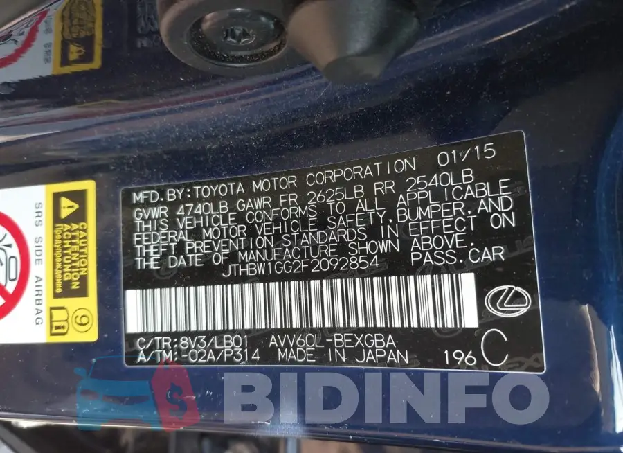 JTHBW1GG2F2092854 Photo# 9