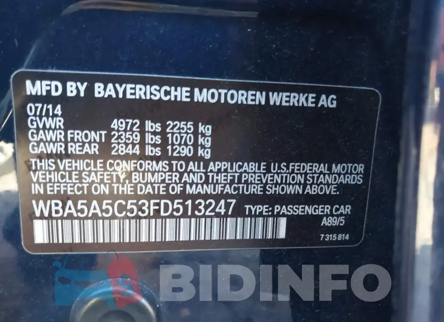 WBA5A5C53FD513247 Photo# 9