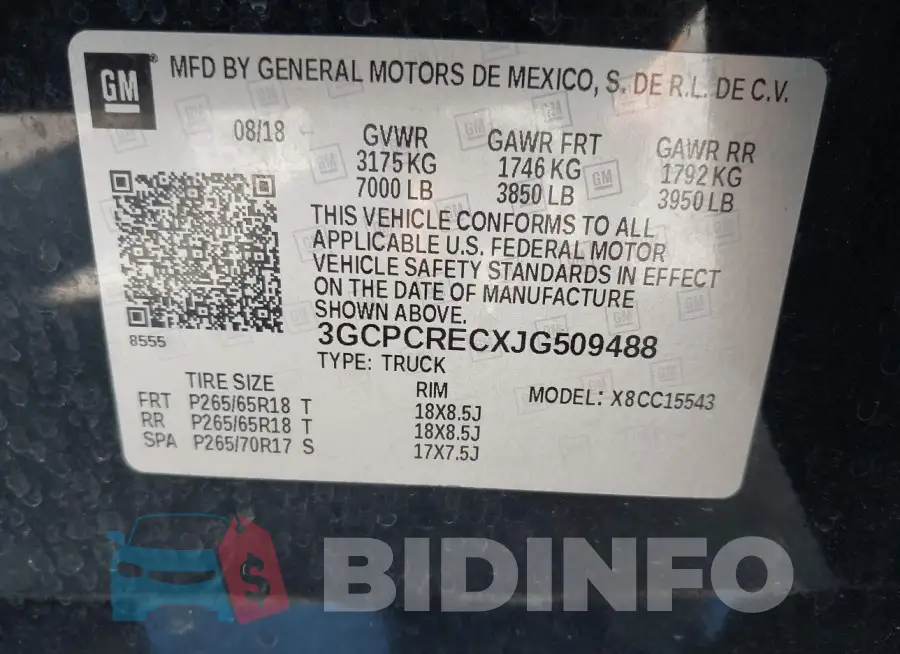 3GCPCRECXJG509488 Photo# 9