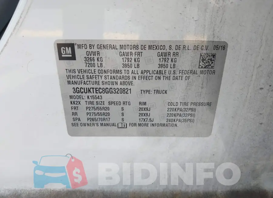 3GCUKTEC8GG320821 Photo# 9
