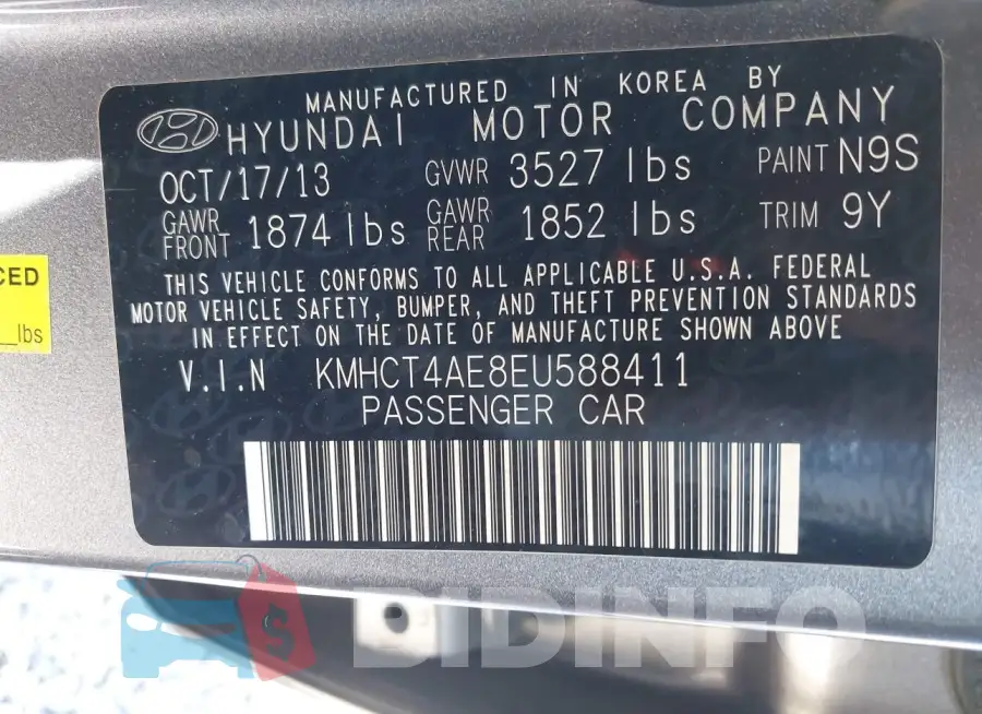 KMHCT4AE8EU588411 Photo# 9