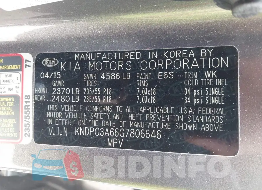 KNDPC3A66G7806646 Photo# 9