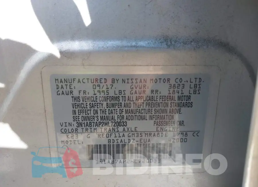 3N1AB7AP2HL720033 Photo# 9
