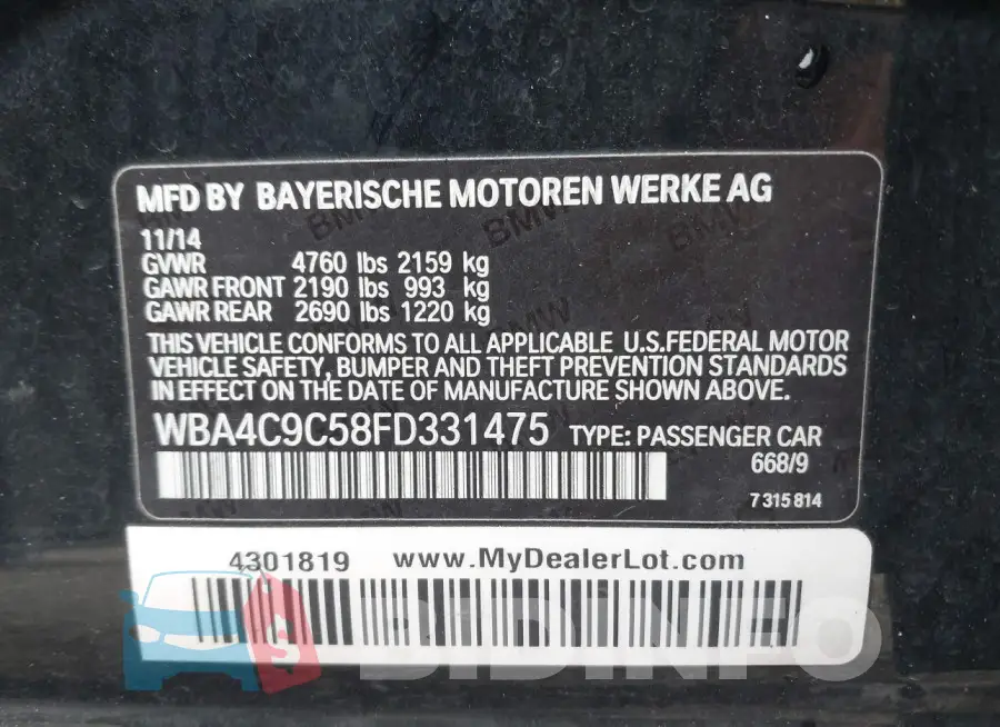 WBA4C9C58FD331475 Photo# 9