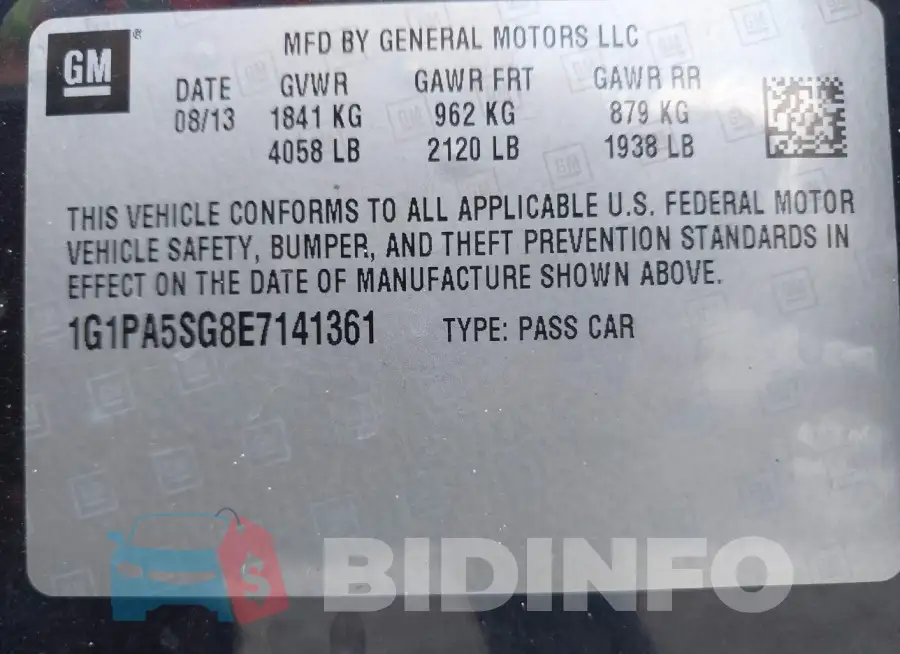 1G1PA5SG8E7141361 Photo# 9