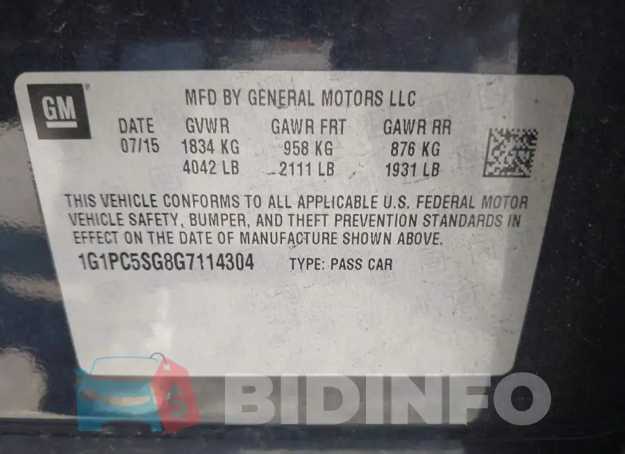 1G1PC5SG8G7114304 Photo# 9
