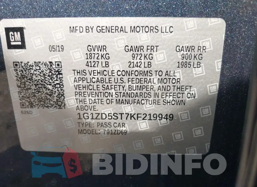 1G1ZD5ST7KF219949 Photo# 9