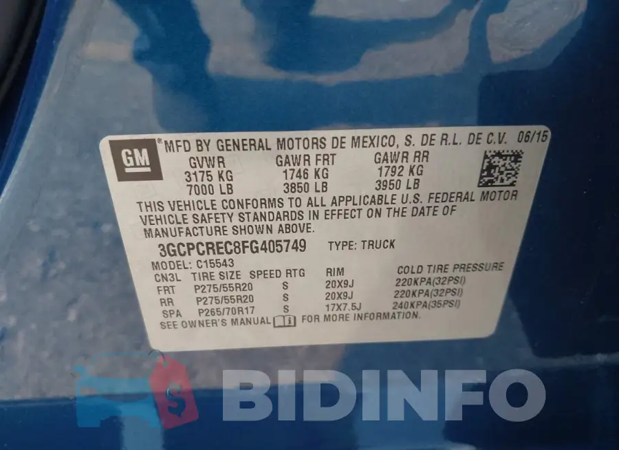 3GCPCREC8FG405749 Photo# 9