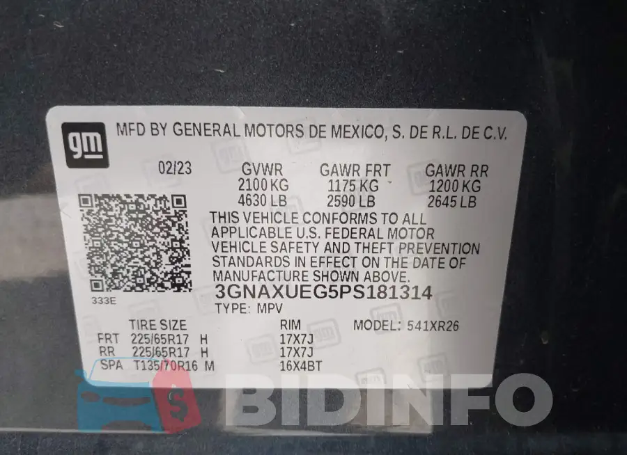 3GNAXUEG5PS181314 Photo# 9
