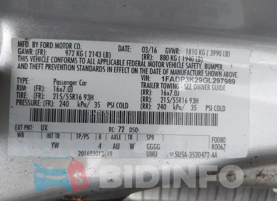 1FADP3K29GL297989 Photo# 9