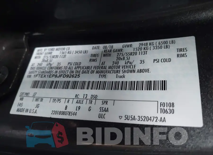 1FTEX1EP8JFD92625 Photo# 9