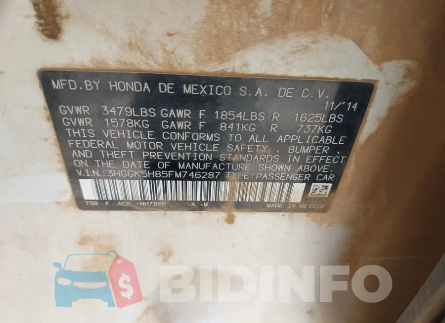 3HGGK5H85FM746287 Photo# 9