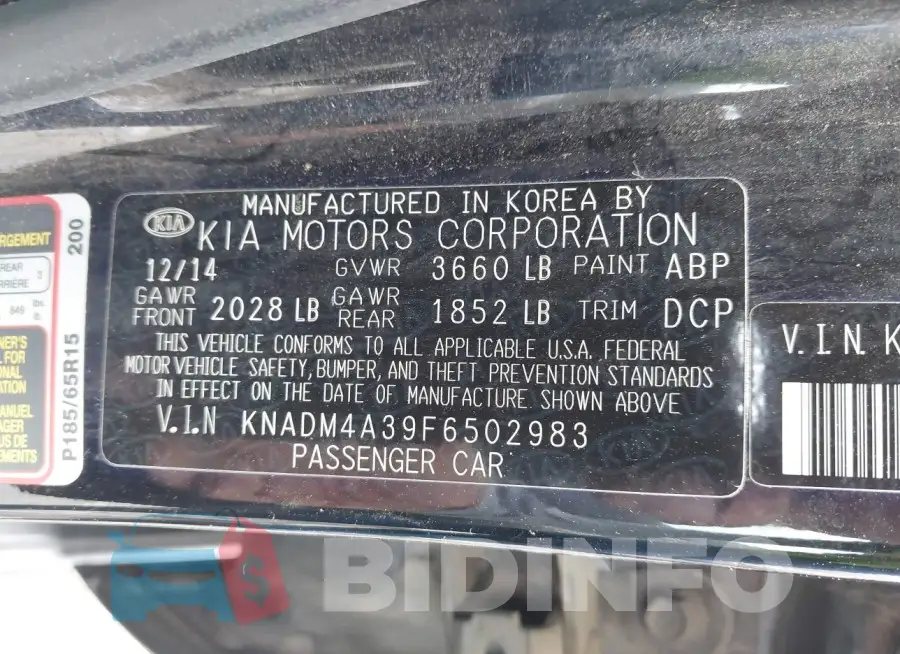 KNADM4A39F6502983 Photo# 9