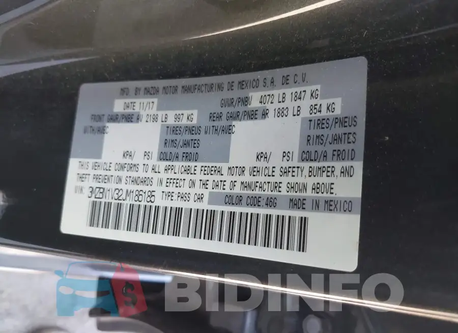 3MZBN1V32JM186185 Photo# 9