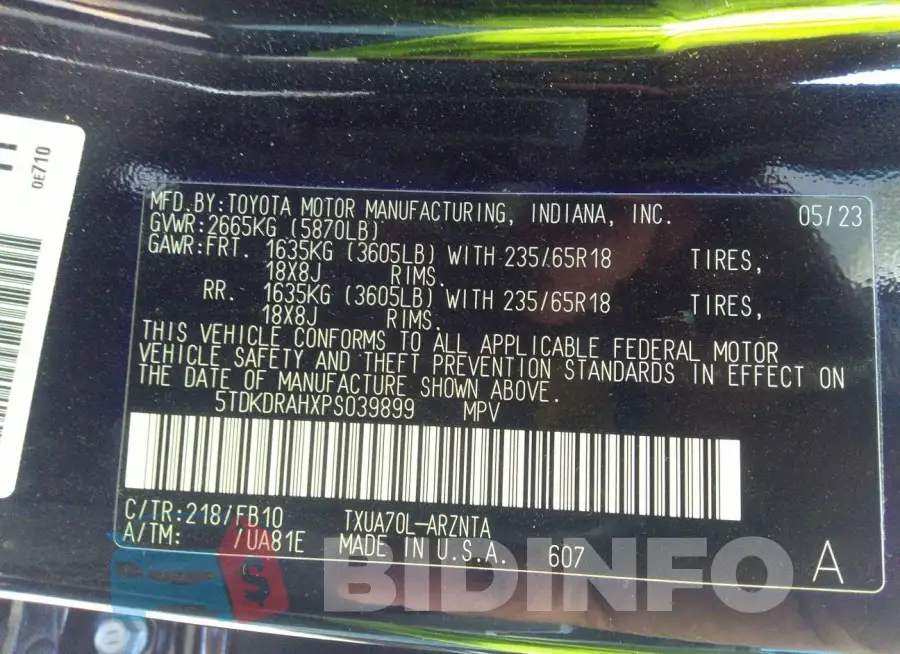 5TDKDRAHXPS039899 Photo# 9