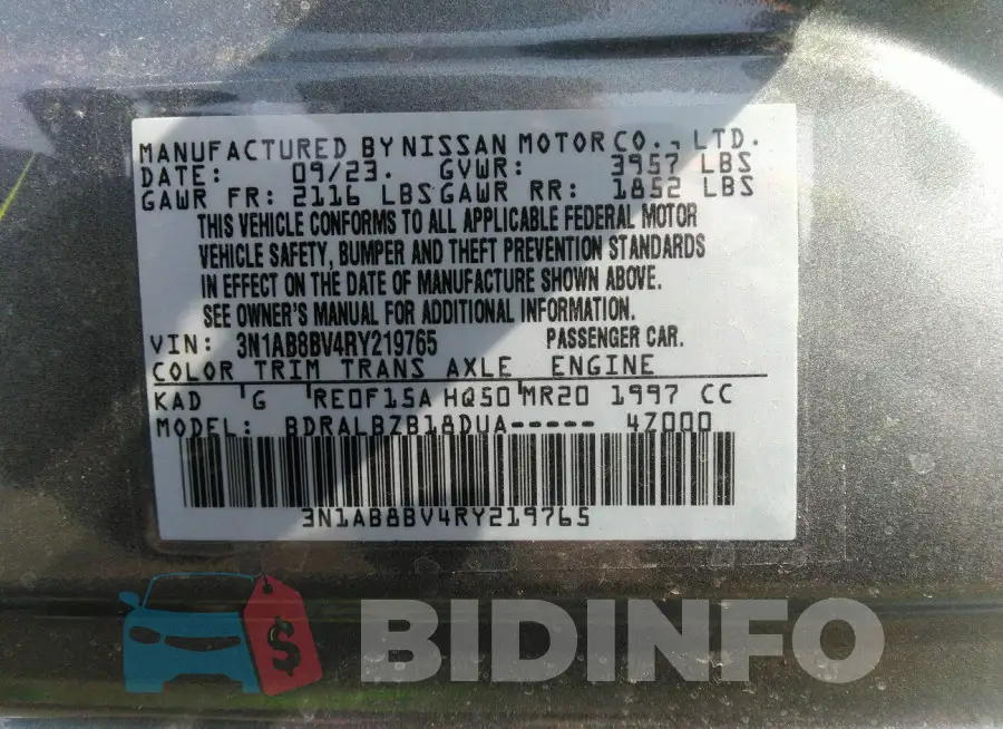 3N1AB8BV4RY219765 Photo# 9