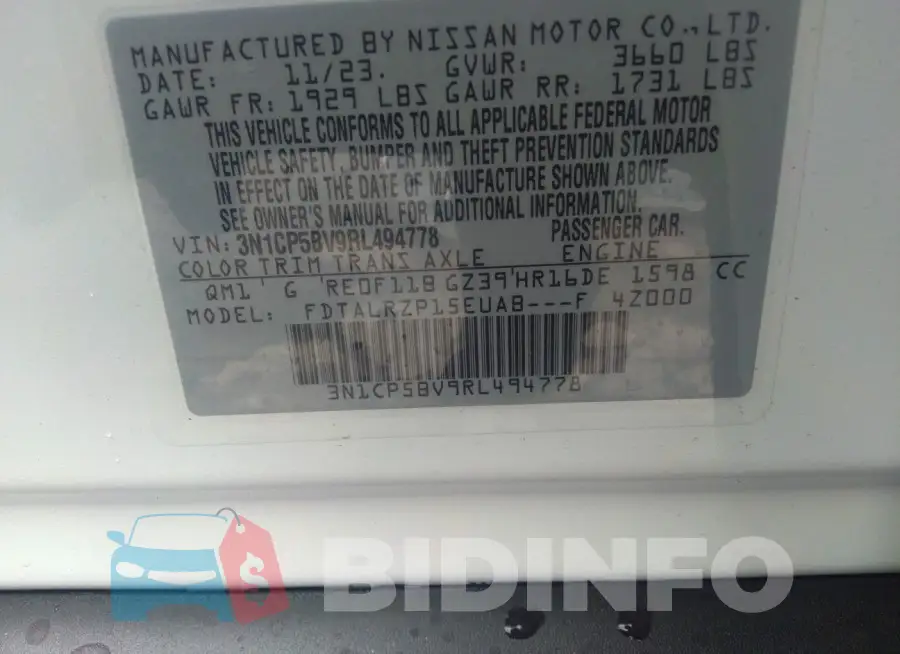 3N1CP5BV9RL494778 Photo# 9