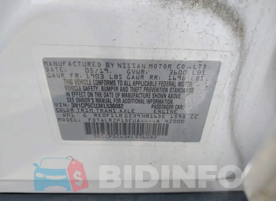 3N1CP5CU3KL536082 Photo# 9