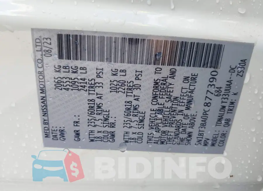 5N1BT3BA0PC877390 Photo# 9