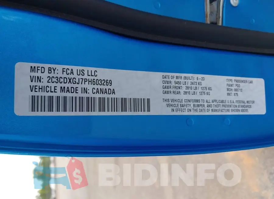 2C3CDXGJ7PH603269 Photo# 9