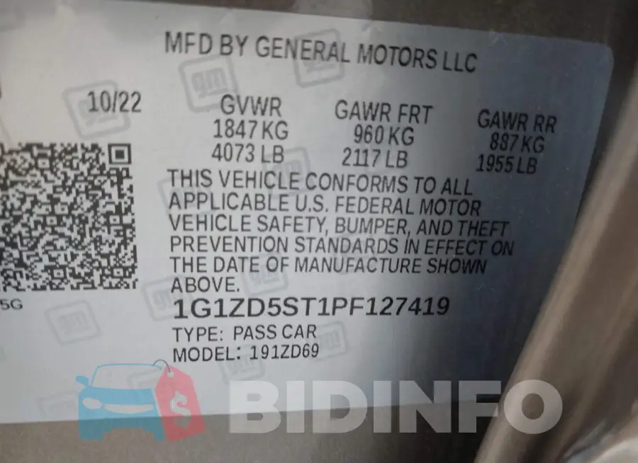 1G1ZD5ST1PF127419 Photo# 9