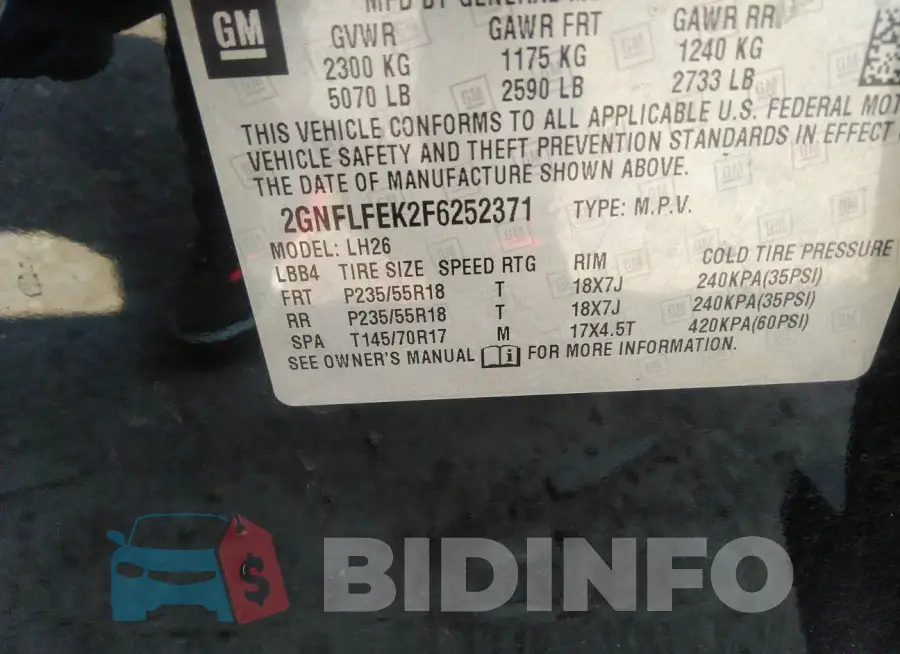 2GNFLFEK2F6252371 Photo# 9