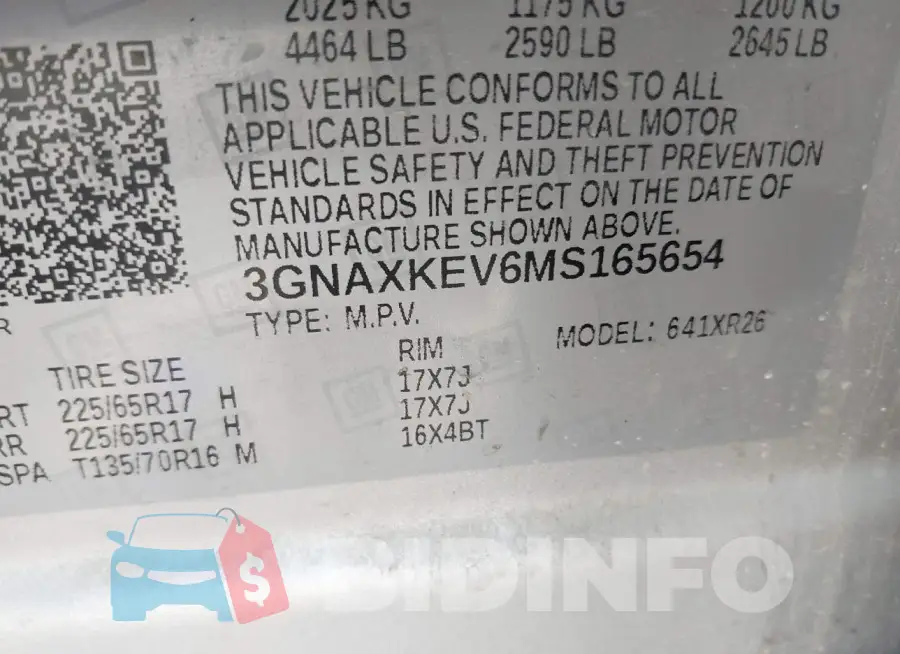 3GNAXKEV6MS165654 Photo# 9