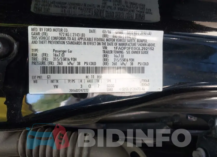 1FADP3FE0GL292152 Photo# 9